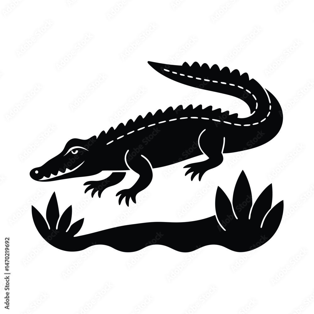 Naklejka premium crocodile silhouette vector illustration
