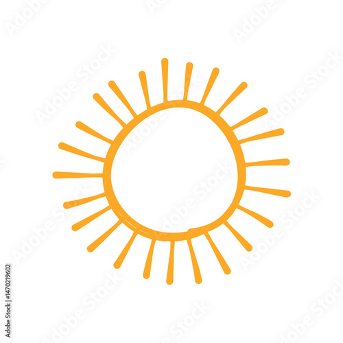Doodle Sun Icon. Hand Drawn Style Vector Illustration