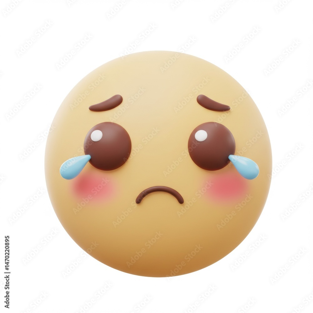 Fototapeta premium 3D Render of a Sad Crying Emoji with Tears