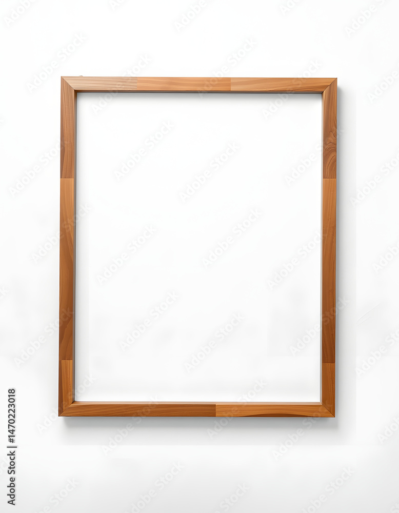 Obraz premium Wooden frame mockup on white wall, close-up. White tone