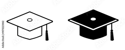 Graduation cap icon. line and glyph version, student hat outline and filled vector sign. Academic cap linear and full pictogram. Education symbol, logo illustration. Different style icons set