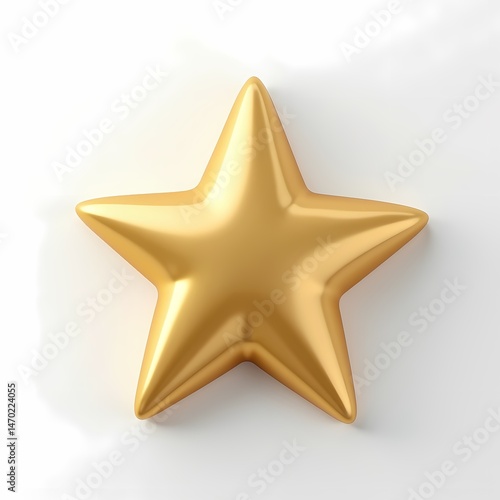 Golden Star on White Background