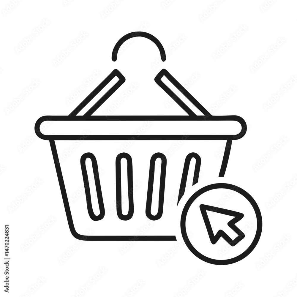 Shopping Basket with Click Icon – E-commerce and Online Shopping Symbol Shopping Basket with Click Icon – E-commerce and Online Shopping Symbol