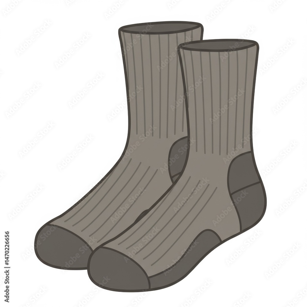 Pair of Gray Crew Socks on White Background Pair of Gray Crew Socks on White Background