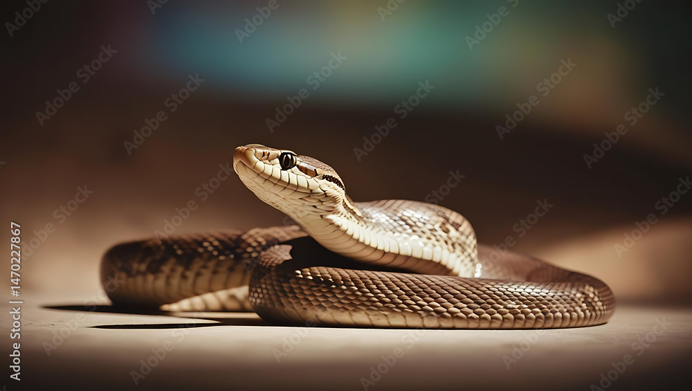Fototapeta premium Green tree python slithering in the wild jungle branches