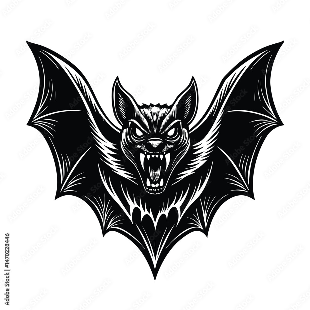 Fototapeta premium angry bat vector art silhouette