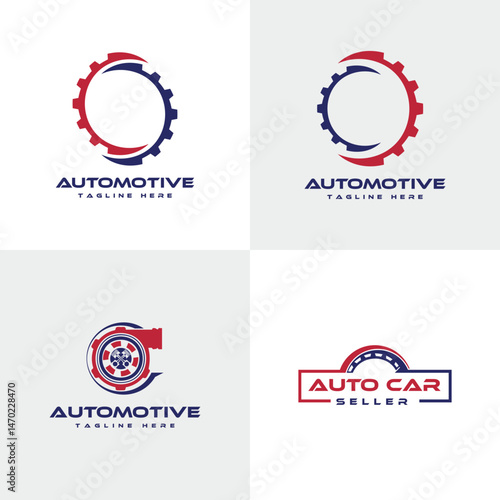 Automotive industry logo design collection gear auto parts car parts piston engine parts 