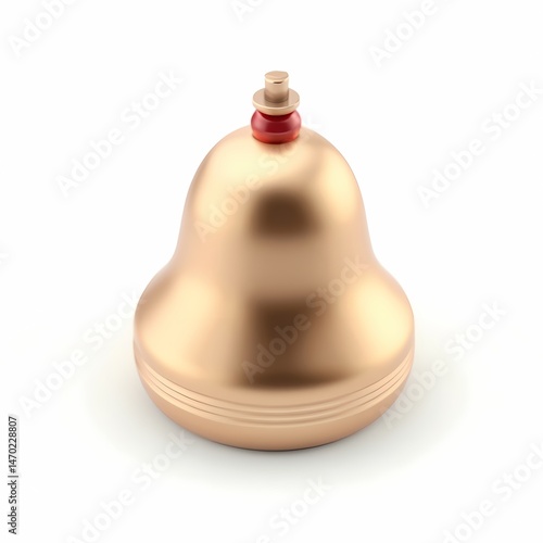 Gold Bell with Red Accent on White Background