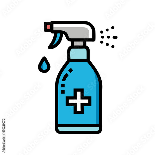 Spray Bottle for Cleaning or Disinfecting Icon Representing Household Cleaning and Hygiene