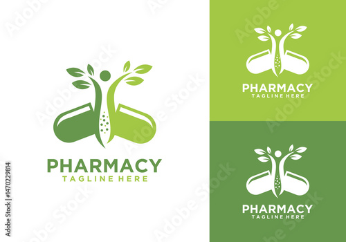 pharmacy logo vector, logo design pharmacy, herbal medicine treatment logo