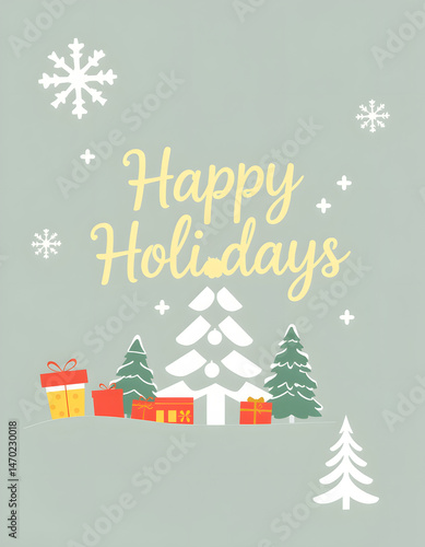 Wallpaper Mural Happy holidays greeting design mockup, sticker style. White tone Torontodigital.ca