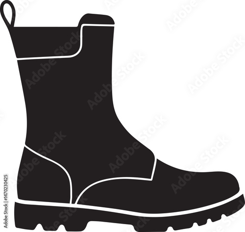 Boot Silhouette Vector | Rugged Black Vector Art Illustration