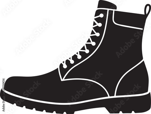 Boot Silhouette Vector | Rugged Black Vector Art Illustration
