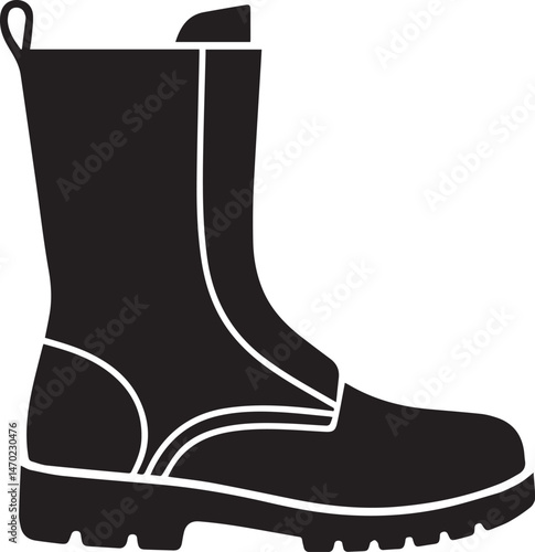 Boot Silhouette Vector | Rugged Black Vector Art Illustration