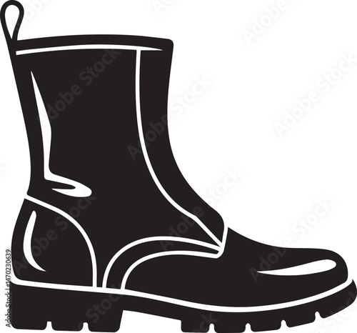 Boot Silhouette Vector | Rugged Black Vector Art Illustration