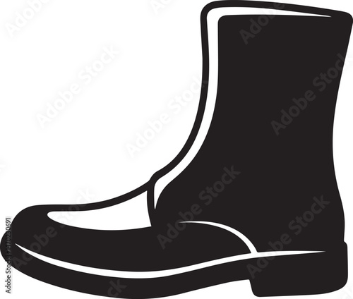 Boot Silhouette Vector | Rugged Black Vector Art Illustration