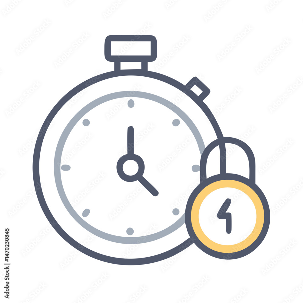 Stopwatch with Lock Icon Representing Timed Delivery and Secure Timing Stopwatch with Lock Icon Representing Timed Delivery and Secure Timing