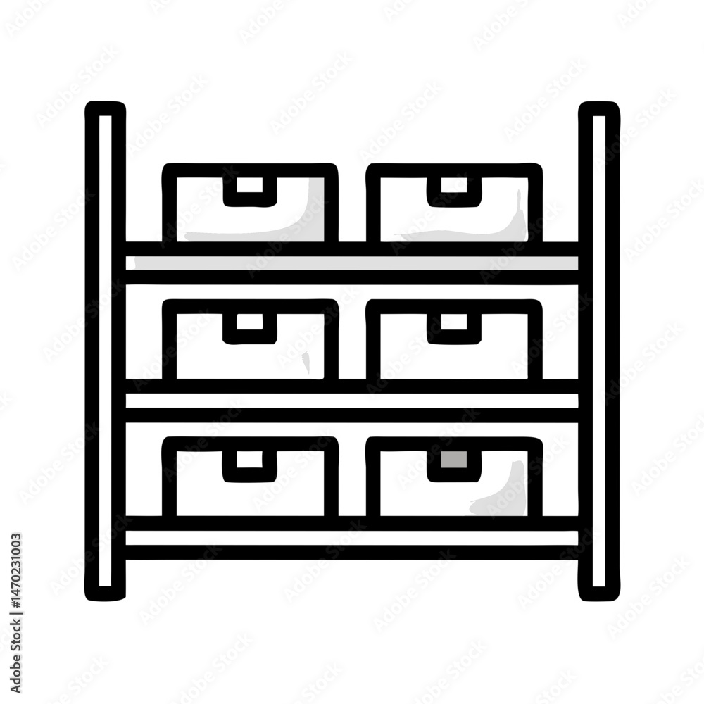 Storage Rack Icon Representing Warehouse Shelving and Inventory Organization Storage Rack Icon Representing Warehouse Shelving and Inventory Organization