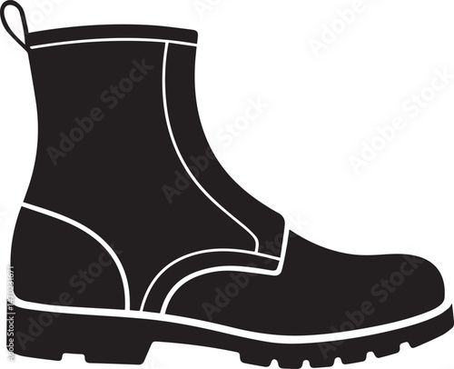 Boot Silhouette Vector | Rugged Black Vector Art Illustration