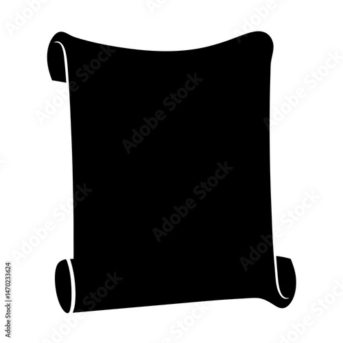 Silhouette of a classic parchment scroll with rolled edges on white background