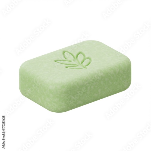 Light Green Textured Herbal Soap Bar with Leaf Design
