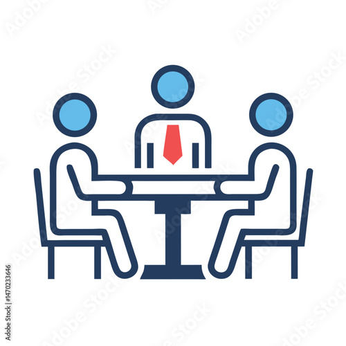 Team at Table Icon Representing Business Meeting and Group Discussion