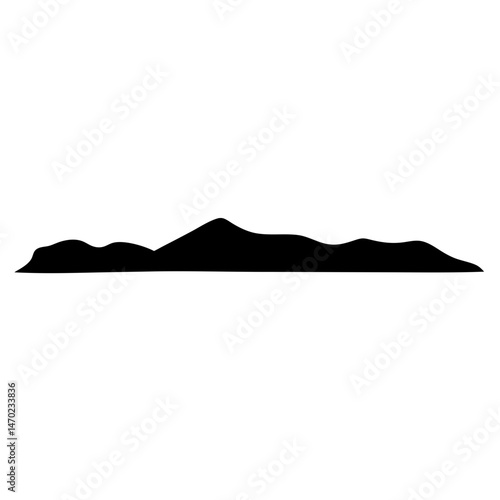 Monochrome silhouette of a mountain range against a stark white background design