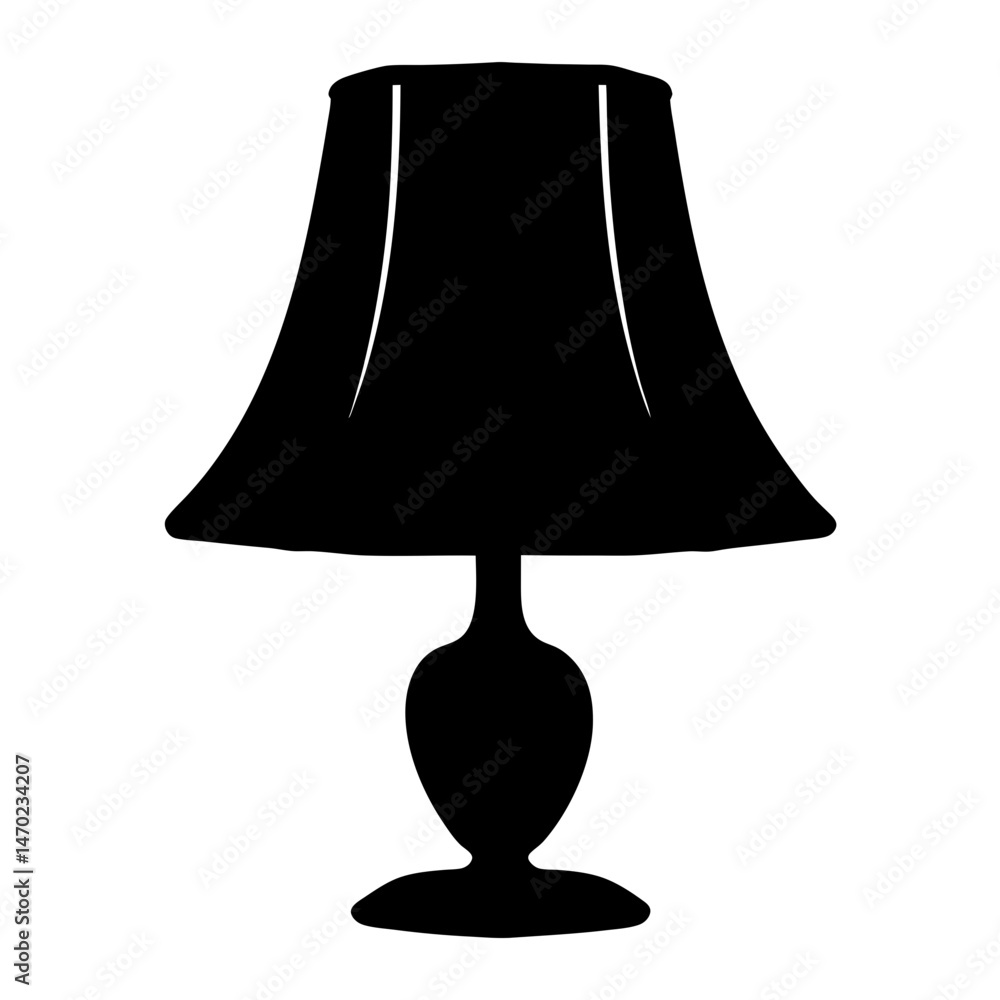Elegant silhouette of a classic lampshade on an ornate lamp base design Elegant silhouette of a classic lampshade on an ornate lamp base design