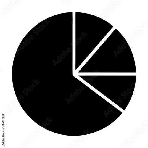 Black and White Pie Chart with Uneven Slices Illustrating Proportional Data
