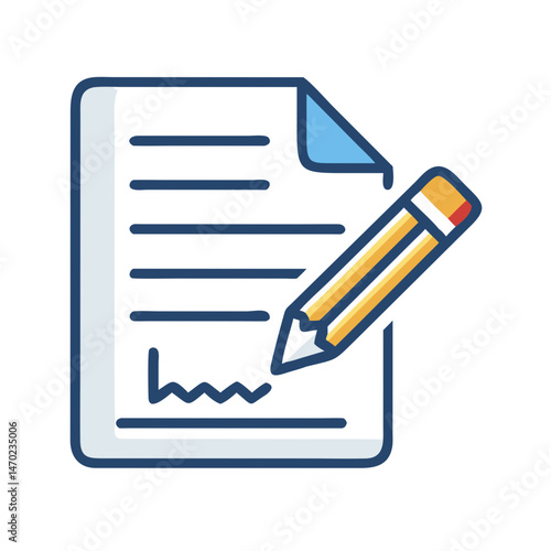 Torn Document with Pencil Icon Representing Editing or Revision Process