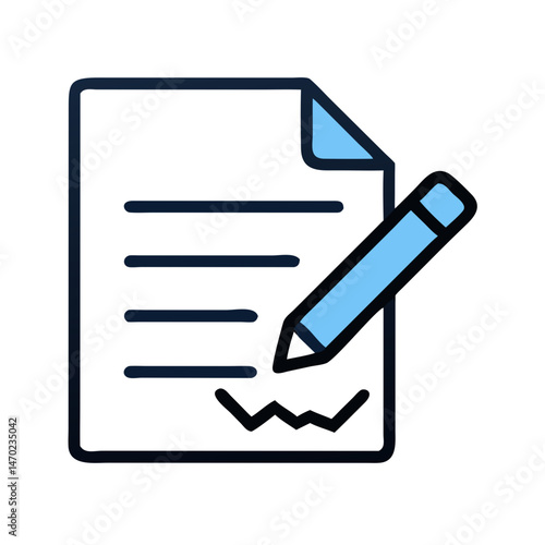 Torn Document with Pencil Icon Representing Editing or Revision Process