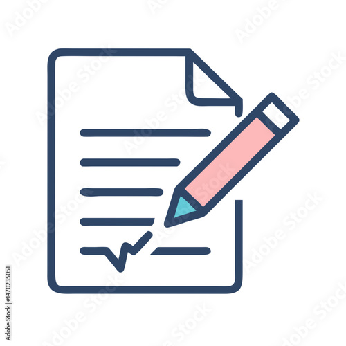 Torn Document with Pencil Icon Representing Editing or Revision Process