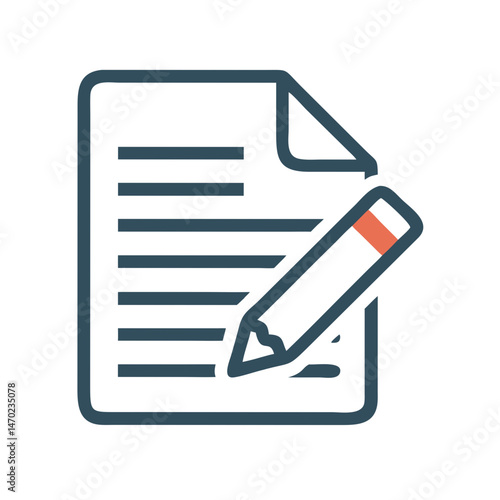 Torn Document with Pencil Icon Representing Editing or Revision Process