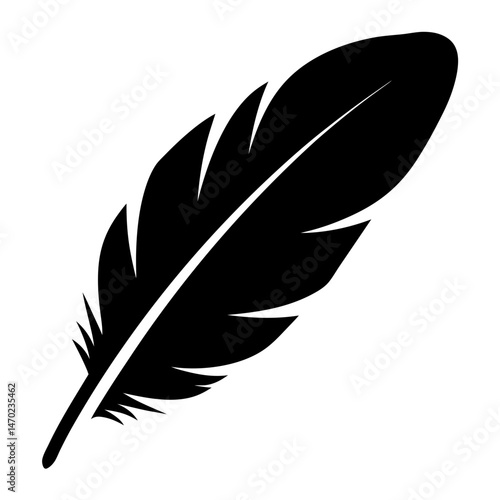 Elegant monochrome feather illustration with textured detail and smooth curved lines