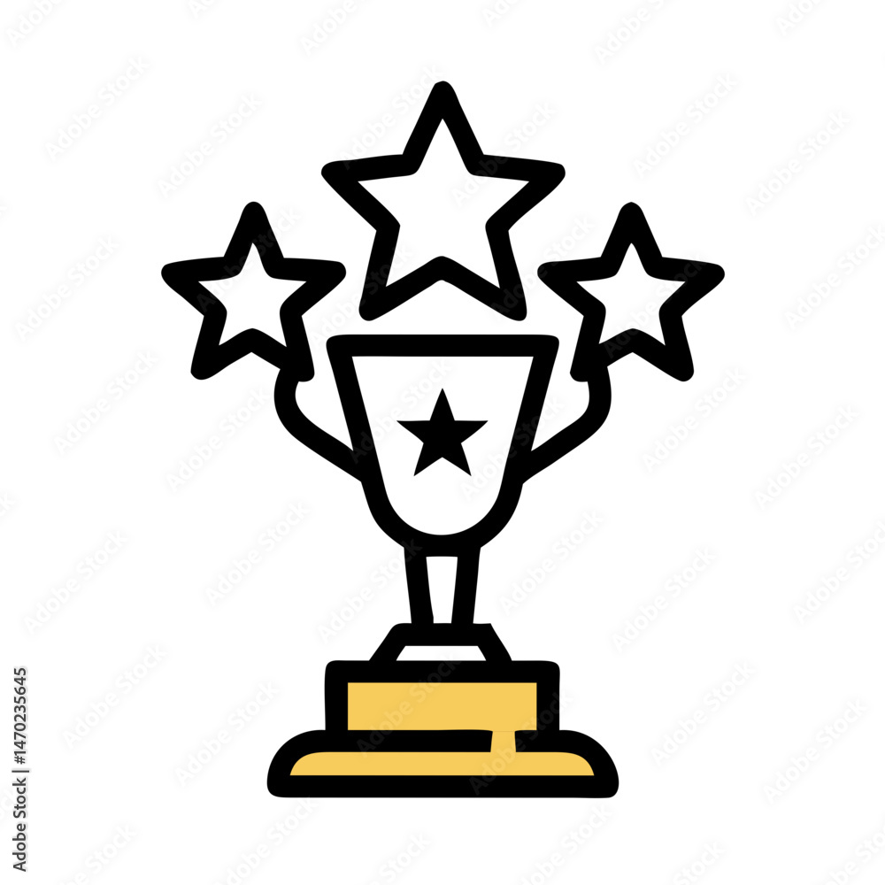 Trophy with Stars Icon Representing Achievement and Excellence Recognition Trophy with Stars Icon Representing Achievement and Excellence Recognition