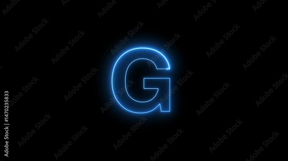 Neon Font G letter G uppercase, appears after some time, Animated, neon alphabet symbol, black background, Letter G Neon, Futuristic Effect, Trendy Glow Lighting, 4K Video Animation Neon Font G letter G uppercase, appears after some time, Animated, neon alphabet symbol, black background, Letter G Neon, Futuristic Effect, Trendy Glow Lighting, 4K Video Animation