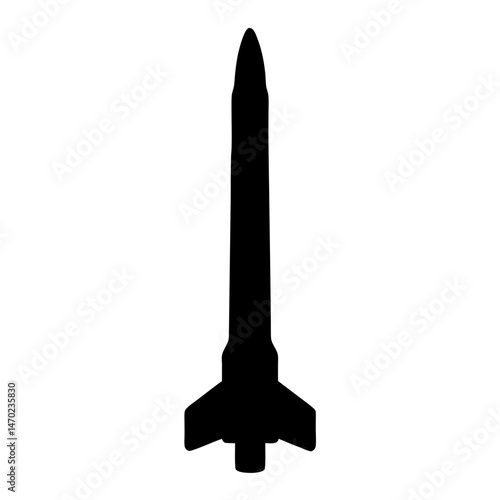 Silhouette of a sleek black rocket poised for interstellar exploration and launch