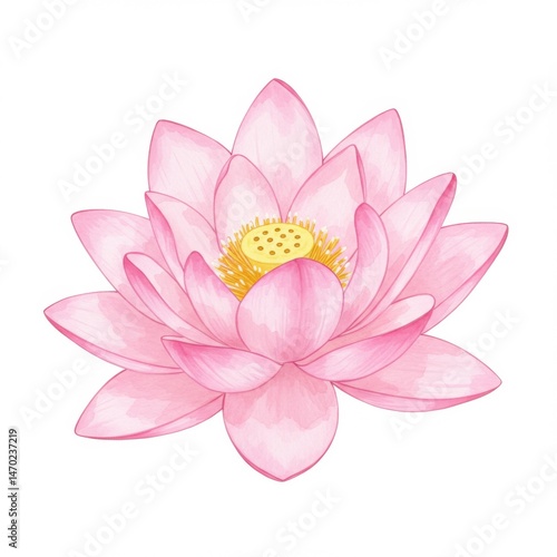 Pink Watercolor Lotus Flower Blossom