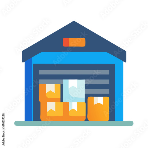 Warehouse with Goods Icon Representing Product Storage and Inventory Management
