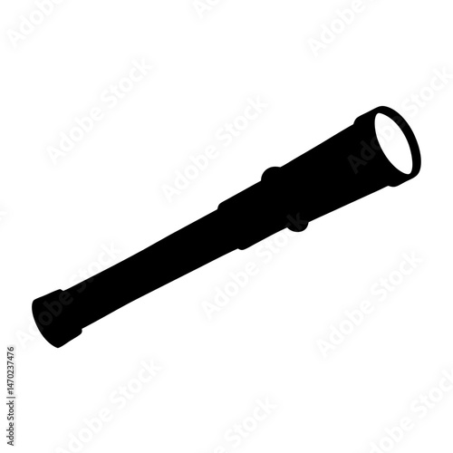 Black silhouette image of a telescope used for viewing the sky