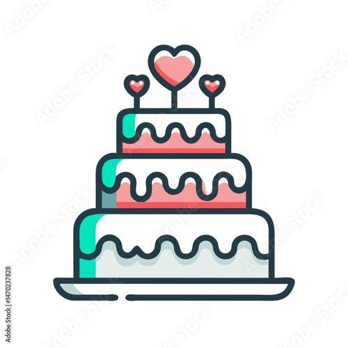 Wedding Cake Icon Representing Celebration Dessert and Marriage Ceremony