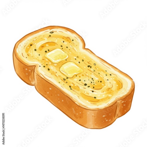 Buttery Garlic Toast Illustration