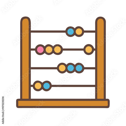 Wooden Abacus Icon Representing Traditional Mathematical Counting Tool