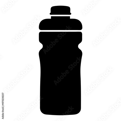 Silhouette of a reusable plastic water bottle with a sports cap