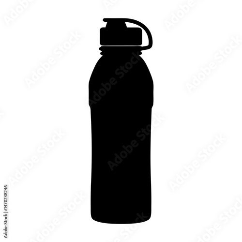 Monochrome silhouette of a reusable water bottle with a fliptop lid