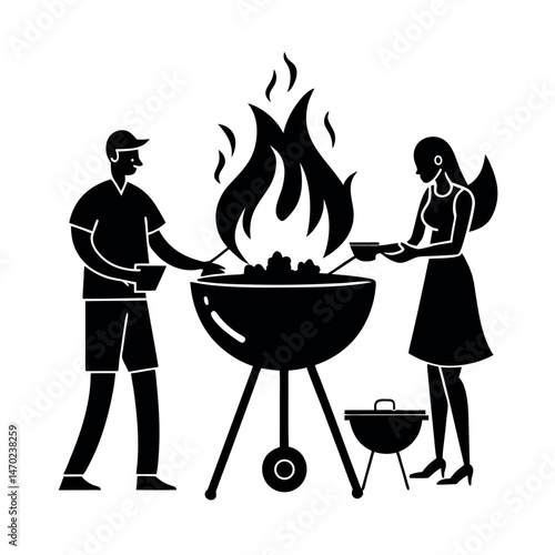man cooking on a barbecue
