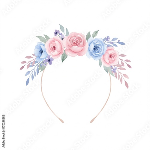 Pastel Watercolor Floral Headband with Roses