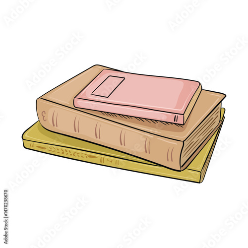 A stack of colorful books for studying or reading. Vector isolated image for the design of banners, training programs, knowledge day, September 1 and back to school.