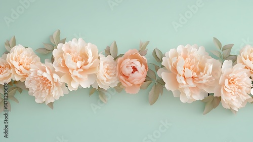 Peach Peonies Floral Border. (1)