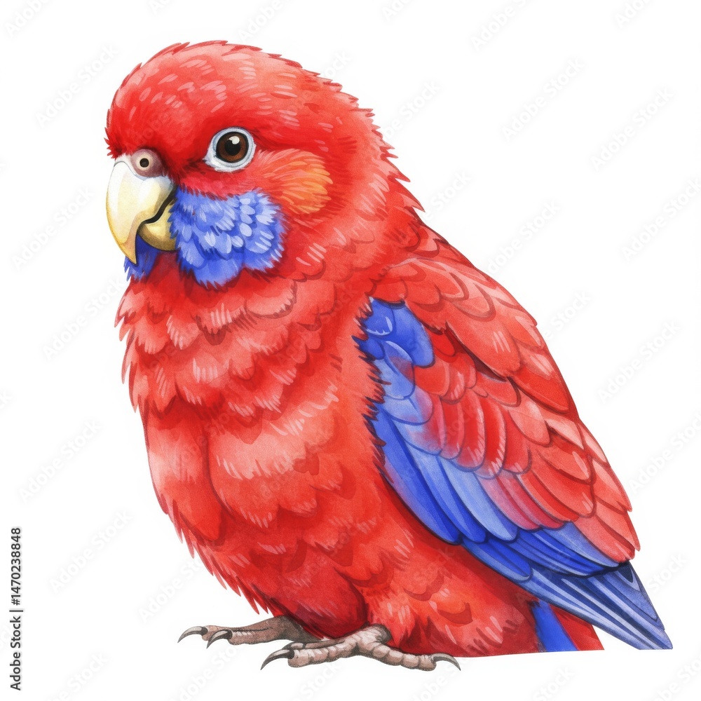 Obraz premium Red and Blue Parrot Watercolor Painting